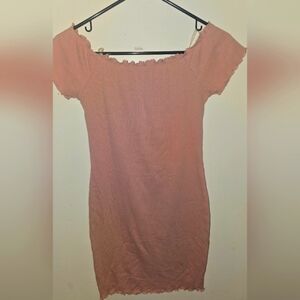 Bozzolo Baby Pink Mauve Off-Shoulder Button-Down Dress